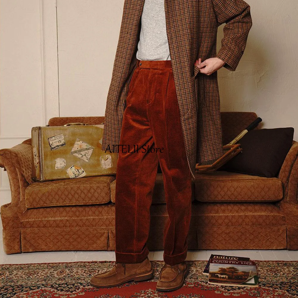 

Corduroy Fabric Casual Pants Men's Straight Leg Streetwear Clothing Fashionable Trouser for Man Trousers Work Tailoring Classic
