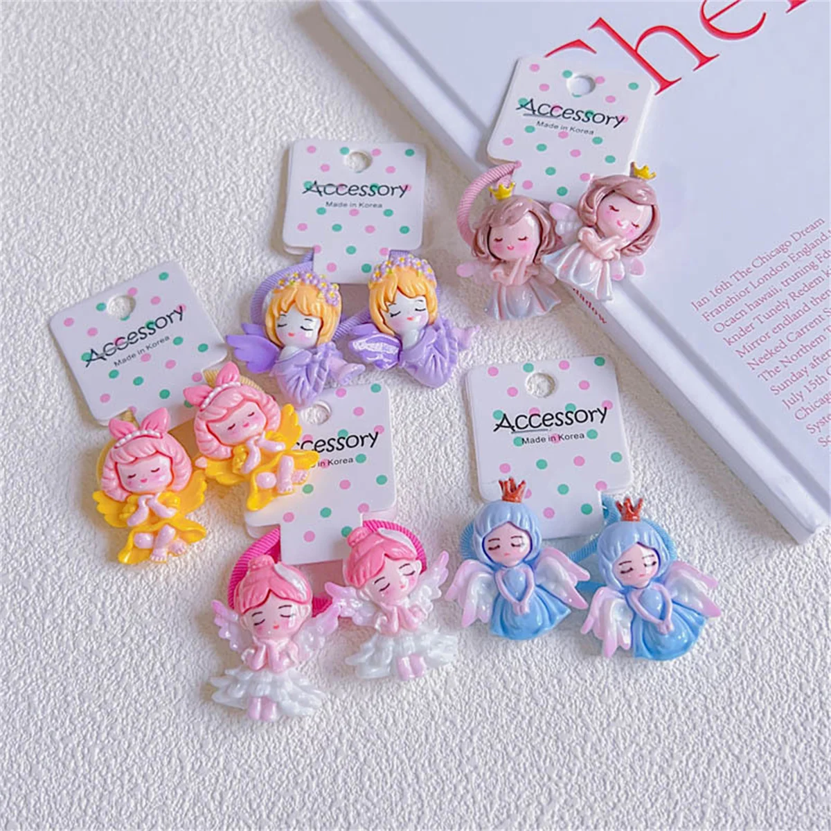 

2PCS Cute Cartoon Dreamy Winged Angel Girls Elastic Hair Bands Princess Hair Accessories Children Hair Ties Baby Headwear