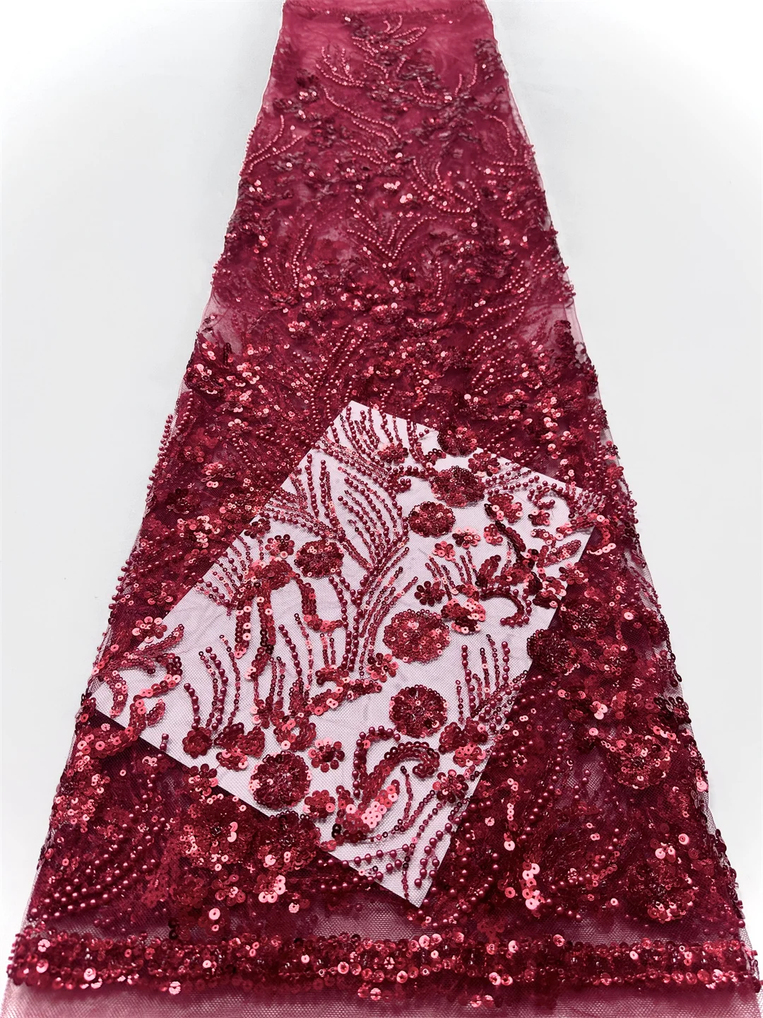 

Luxury New Design Beaded Lace Fabric 2025 High Quality Luxury Beads Lace Embroidery Sequin French Nigeria Tulle Lace Fabric