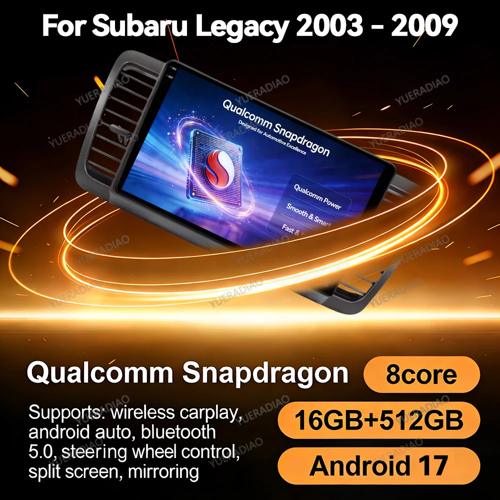 Android 17 Car Radio For Subaru Outback 3 Legacy 4 2003 - 2009 Multimedia Stereo Video Player NAVI GPS 4G WIFI Carplay Auto QLED