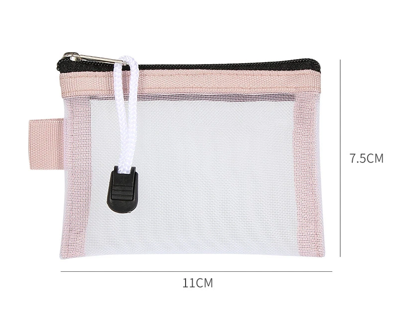 Mini-Geldbörse aus durchsichtigem Nylon mit Netzstoff und Reißverschluss, niedliche Geldbörse, tragbar, für Kreditkarten, Ausweise, Lippenstift, Tasche, Datenleitung, Schlüssel, Kopfhörer-Organizer – Detail 9