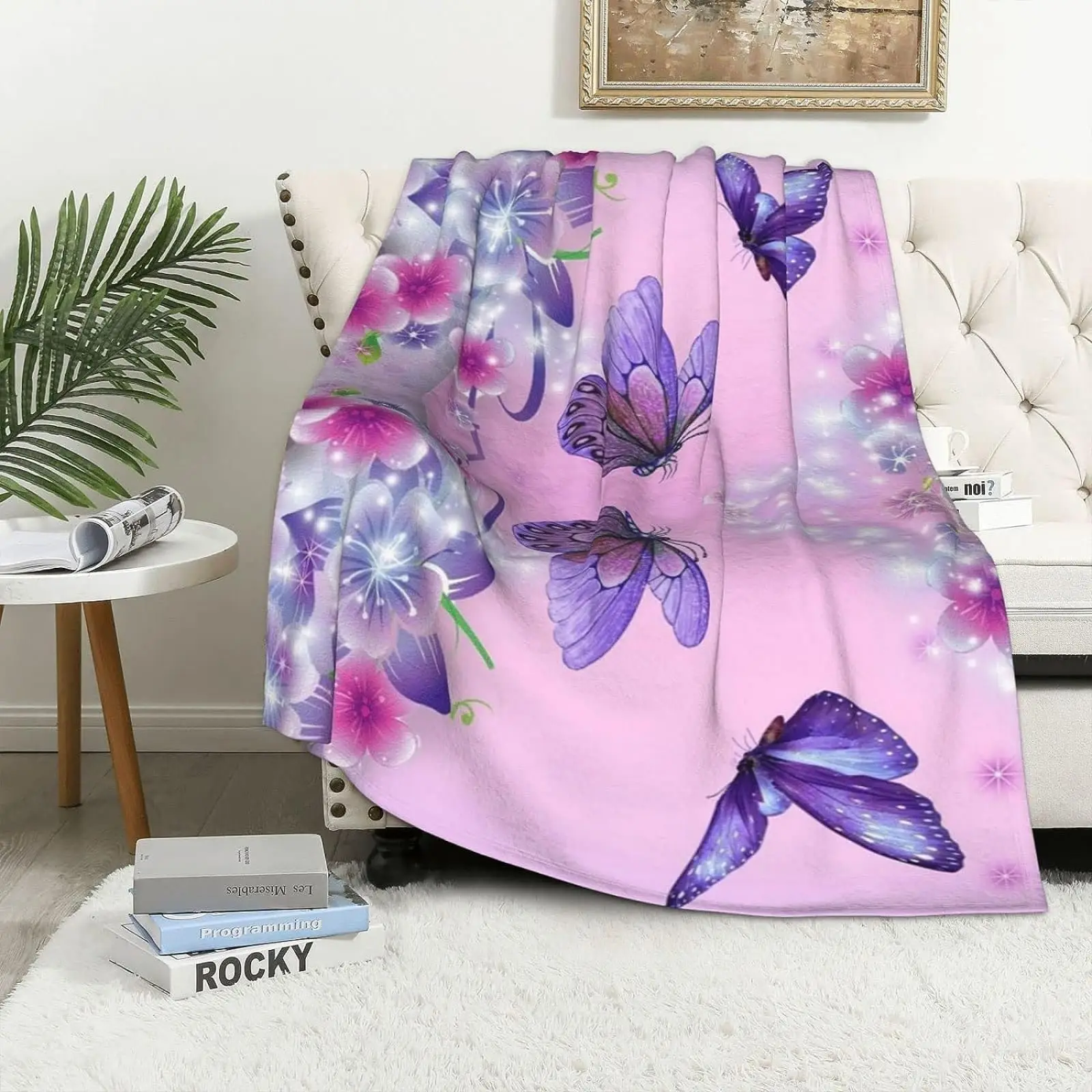 Schmetterlings-Decke Geschenke für Mädchen und Frauen Weiche Warme Gemütliche Fleece Flauschige Plüsch-Flanelldecke für Reisen Camping Sofa Couch