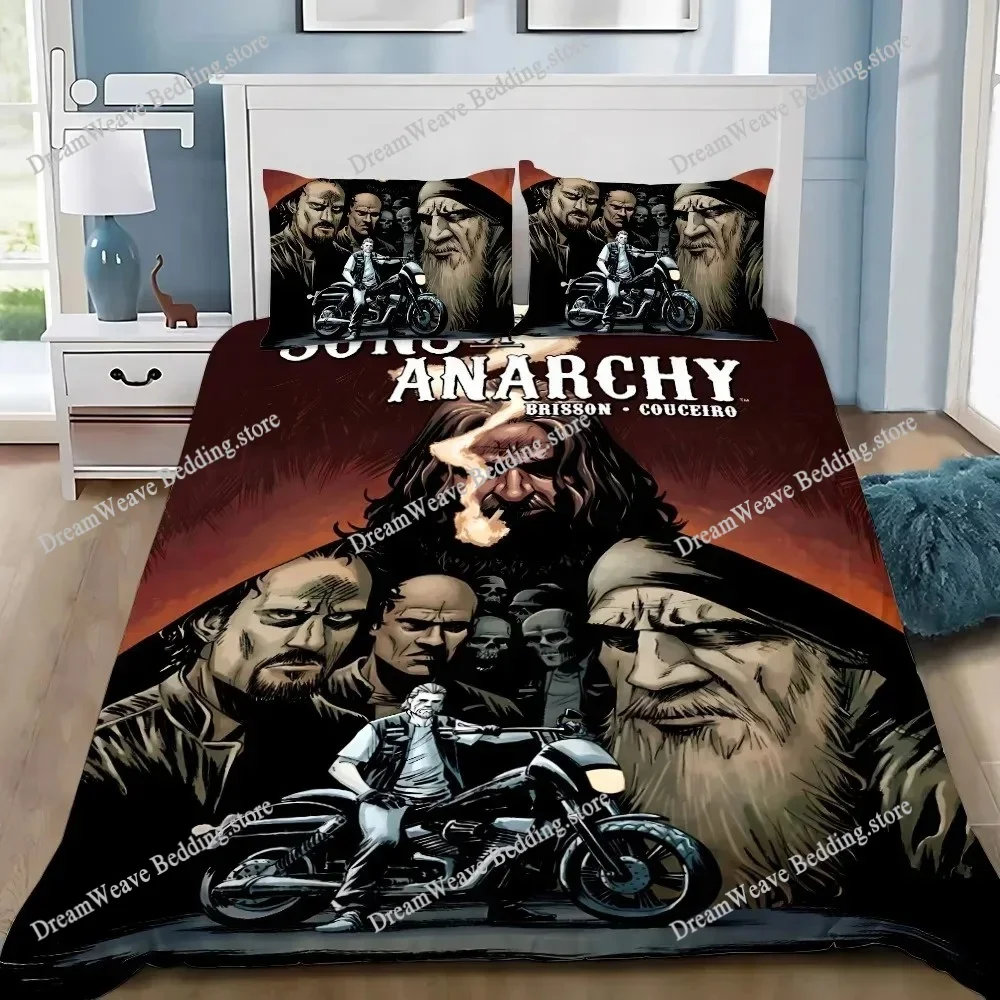 Sons of Anarchy-Retro Duvet Cover Pillowcase Anime Bedding Set Adult Girls Boys Bedroom Decoration Gift Single Double King Size9