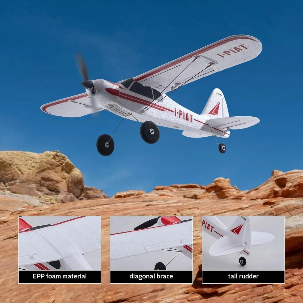 Avión RC PA-18 Super Cub de 500 mm para principiantes con 3 modos de vuelo, retorno con una sola tecla, espuma EPP duradera y accesorio