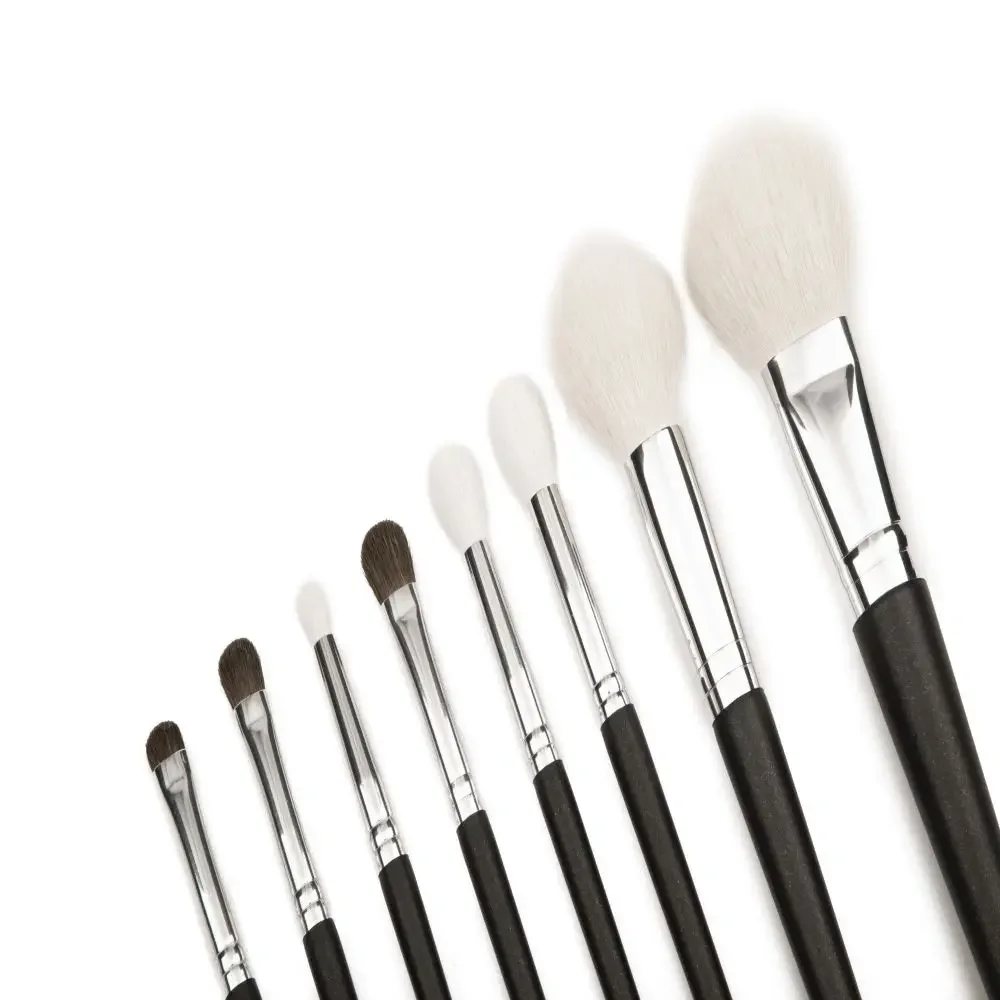 SHINEDO Pro 8 Pcs Goat Hair Powder Highlighting Makeup Brushes Pencil Tapered Crease Blending Shader Eyeshadow Cosmetic Kit