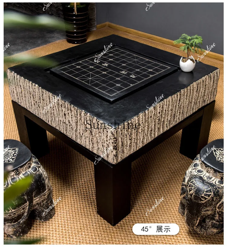 Garden Outdoor Antique Chinese Chess Board Table and Chair Stone Stool/Table Go Tea Table FT view 4