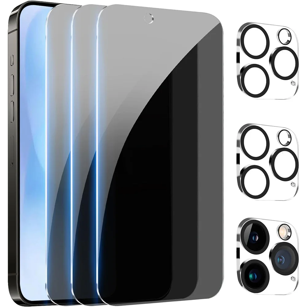 3 Stück Sichtschutz-Displayschutz, Kameraobjektivschutz für iPhone 16 Pro Max 15 Plus 14 13 Mini 12