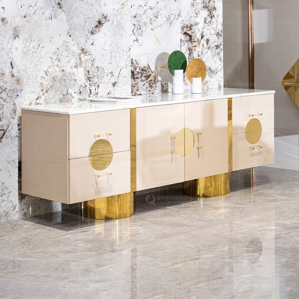 

Edge cabinet light luxury high-end locker living room wall integrated entrance cabinet dining room side cabinet stainless steel