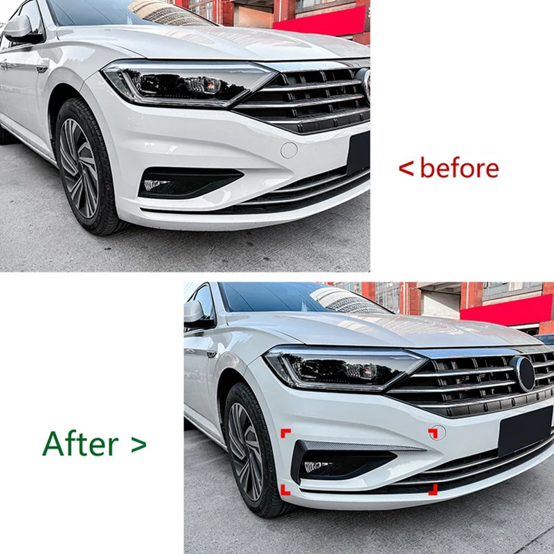 2Pcs Car Front Bumper Splitter Spoiler Decorative Trims Fog Light Canard For VW Jetta MK7 2019-2021