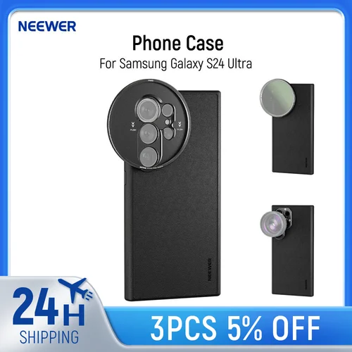 Neewer-funda protectora para teléfono S24 Ultra Cage con soportes para lentes de 17mm y adaptador de filtro de 67mm para carga MagSafe Samsung Galaxy S24
