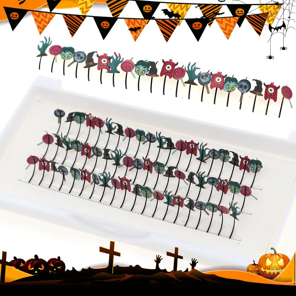 Extensiones de pestañas postizas de Halloween para mujer, accesorios de decoración dramáticos, coloridos, Cosplay, maquillaje de Navidad