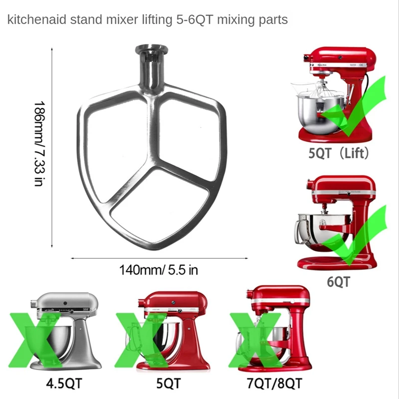 Anexo Paddle para Cooktop, Tilt-Head Stand Misturadores, 5-6QT, 1 Set