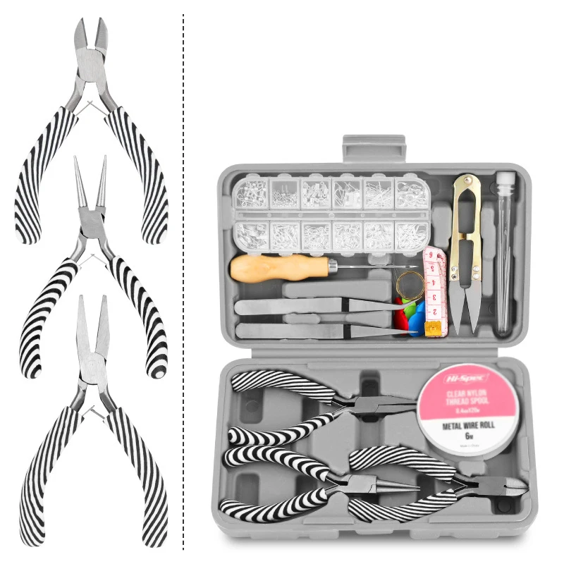 

17-Piece Handmade DIY Jewelry Tool Set with Zebra Handle Mini Jewelry Pliers for Beading Weaving