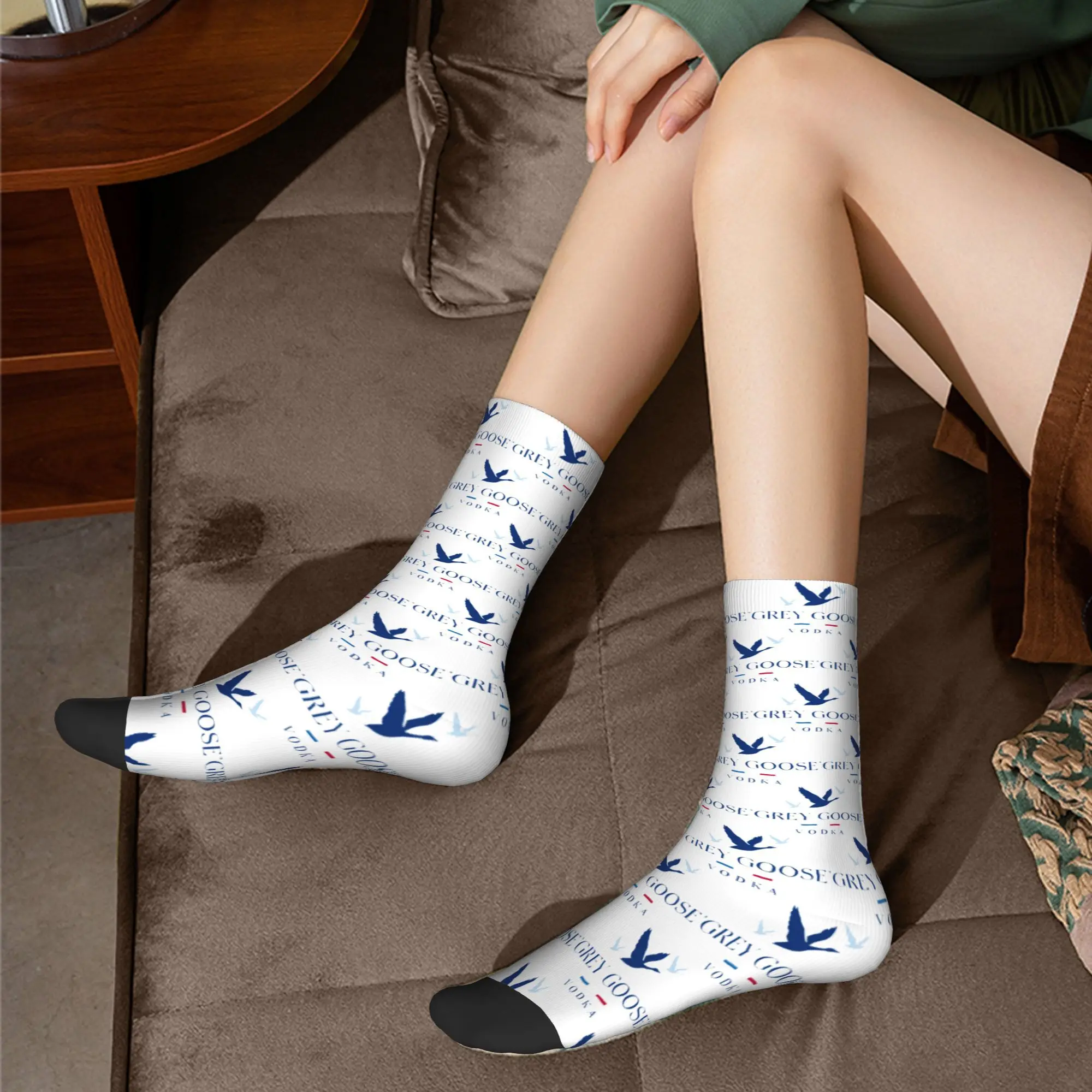 Calzini Vodka Goose Grey Harajuku Calze super morbide Calzini lunghi per tutte le stagioni Accessori per regali uomo donna
