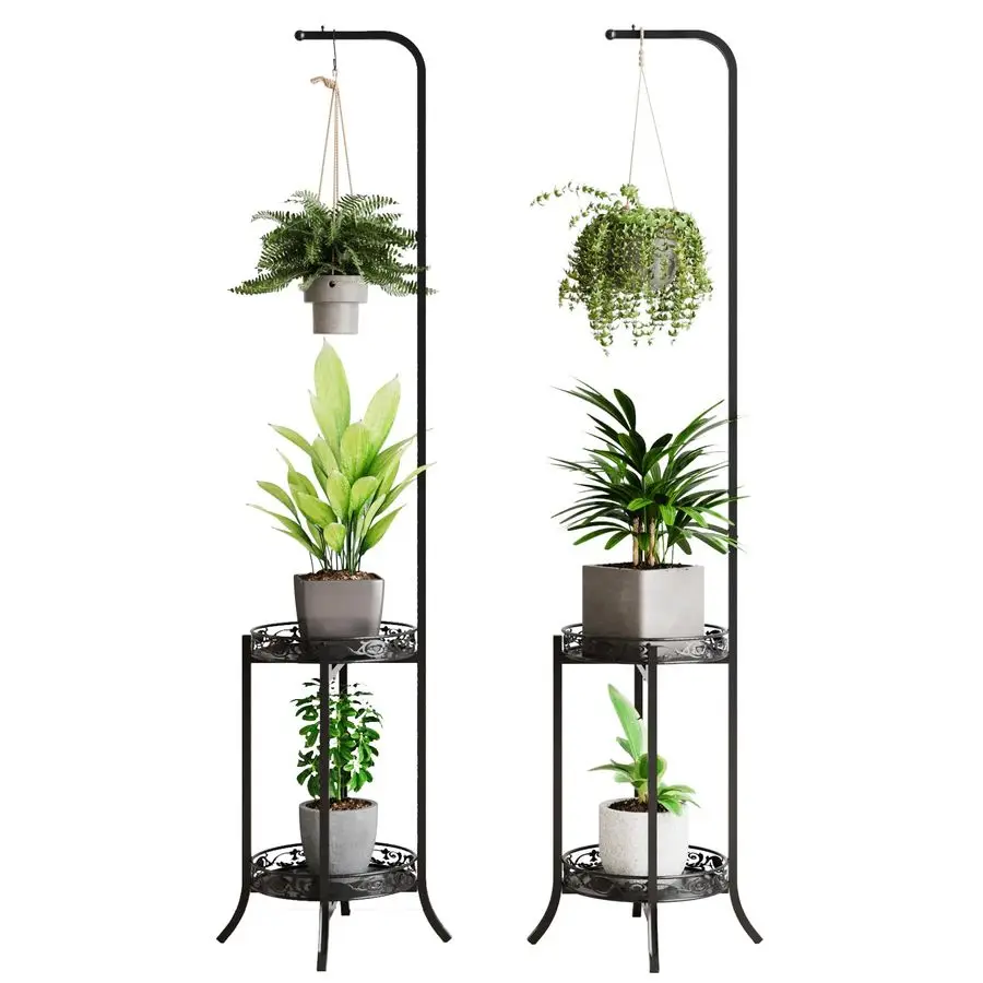 

2tier Hanging Plant Stand 2 Pack, SpaceSaving Iron Planter Shelves Flower Pot Organizer Rack Multiple Flower Pot Display Holder