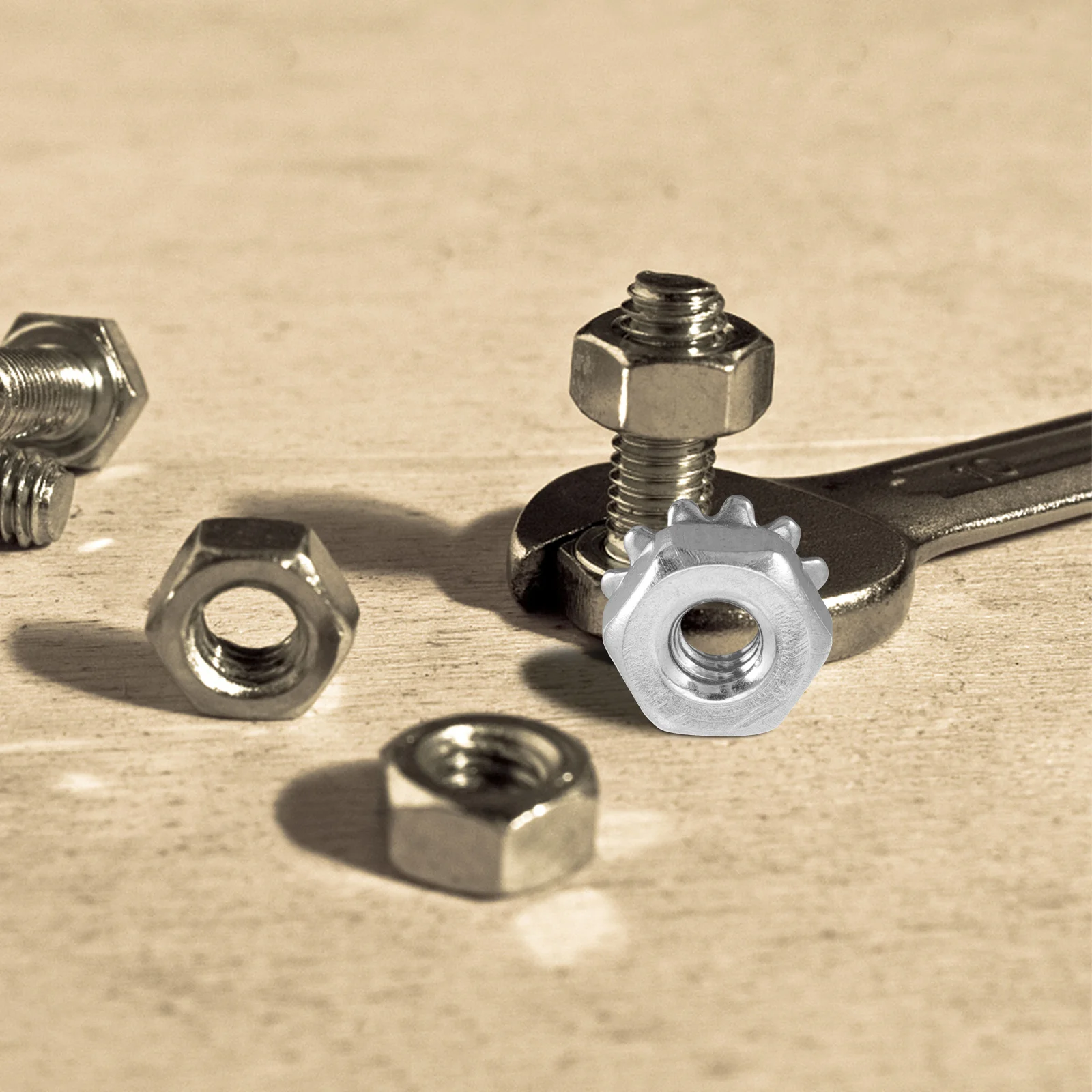 

50Pcs Stainless -Lock Nut Lock Nut with Multi Tooth Washer Rustproof Heat Resistant Strong Hold for Various Projects