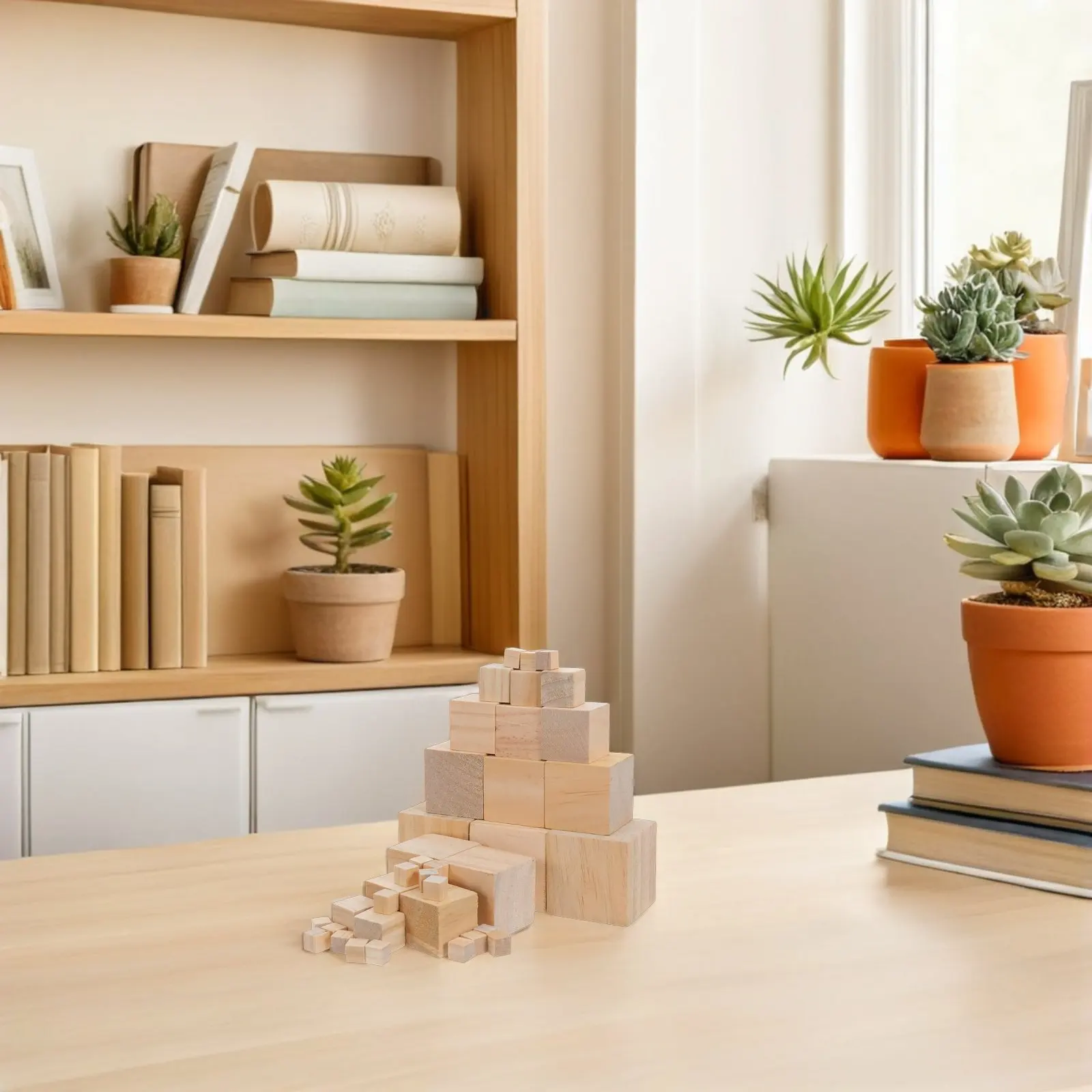 80 قطعة من مكعبات الخشب للأطفال، مقاسات 1/2/3/4/5 سم، مكعبات خشب الصنوبر الطبيعي غير المكتملة للحرف اليدوية والبناء والتكديس، مكعبات خشبية صغيرة