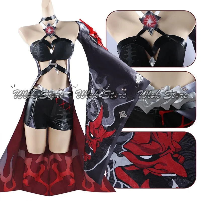 Honkai Star Rail Acheron Cosplay Peruca Nova Pele Vermelho Acheron Terno Sexy Mulheres Festa de Halloween Carnaval Roleplay Outfit Cabelo