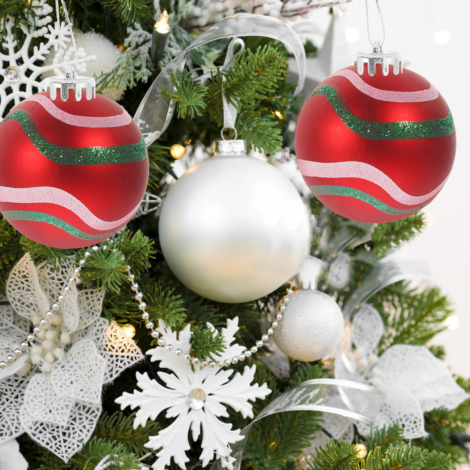 

100pcs Round Ornament Christmas Replacement Holiday Decoration Covers Xmas Crafts Christmas Tree Bauble Shatterproof Hanging