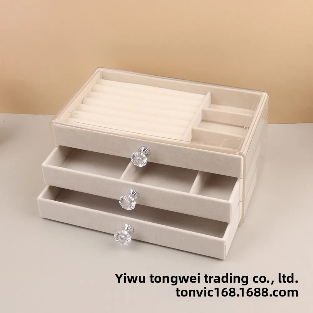 

Clear Acrylic Jewelry Box for Earrings Lipsticks Watches and Cosmetics Storage Organizer Display Stand for Dresser or Vanity