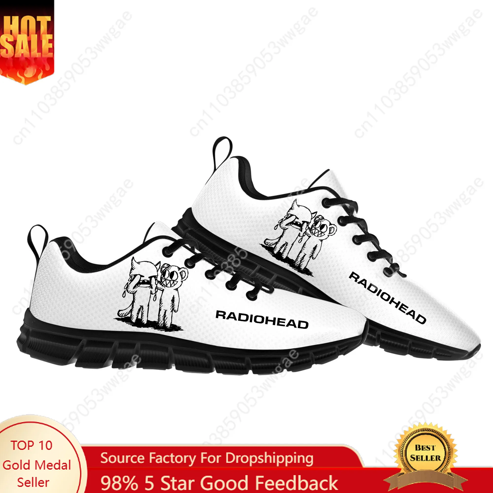 

Radiohead Rock Band Sneakers Mens Womens Personalized Durable Sports Shoes Casual Comfortable High Quality Customi Shoes Black