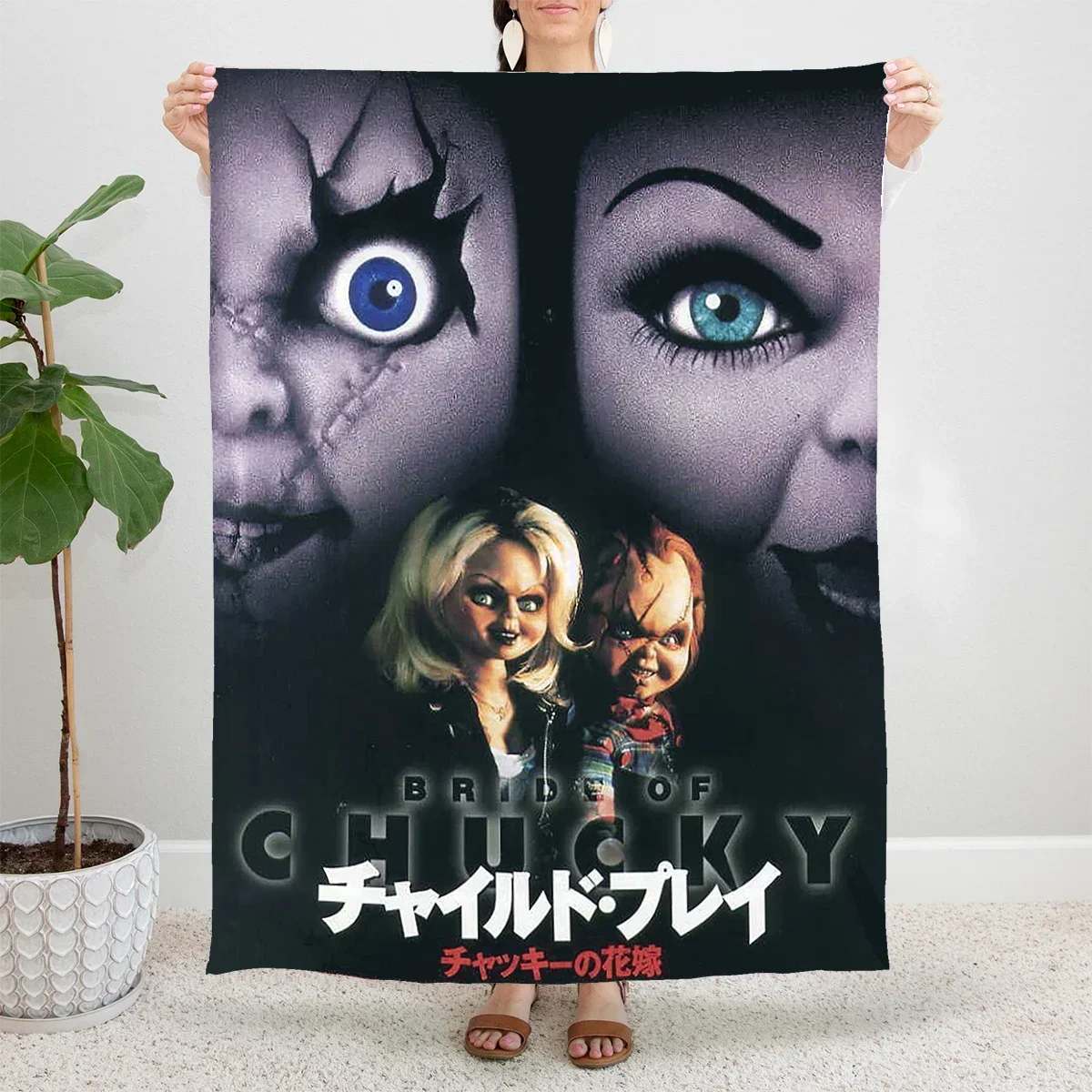 Childs Play Chucky Plush Blanket Horror Movie Halloween Fashion Throw Blankets for Home Hotel Sofa 150*125cm Bedspreads