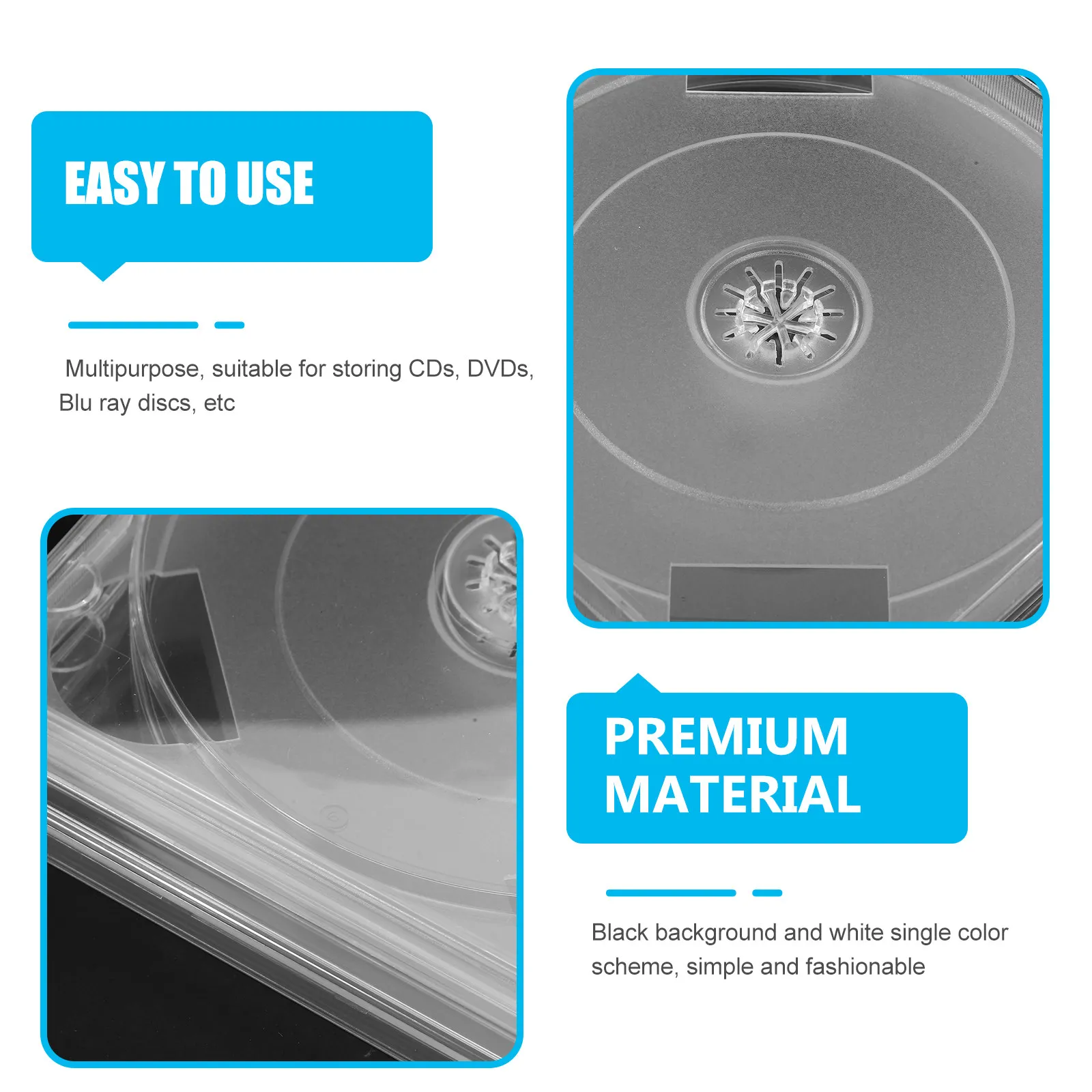 2Pcs Clear Cd Dvd Cases Transparent Plastic Storage Boxes Portable Lightweight Compact Disc Holder for Travel Home Office