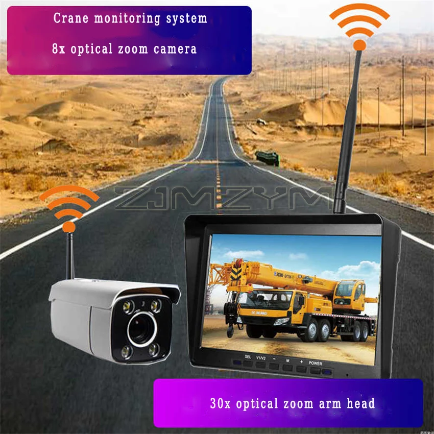 Wireless Crane Arm Camera Tower Zoom Amplification Tower Crane Monitoring Reversing Rearview 12V24V 10-inch Display Screen 1080P