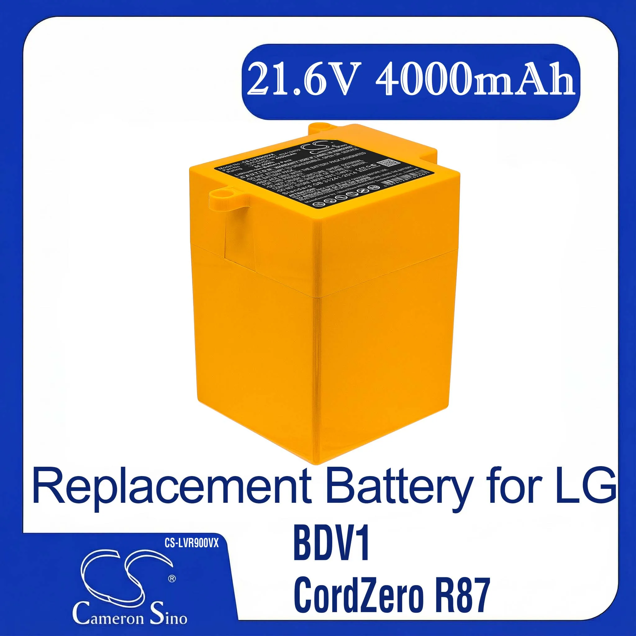 Сменная батарея для LG CordZero R9, R9MASTER, CordZero R87, BDV1, CordZero R9 Master - EAC64578401 (21.6V, 4000mAh)