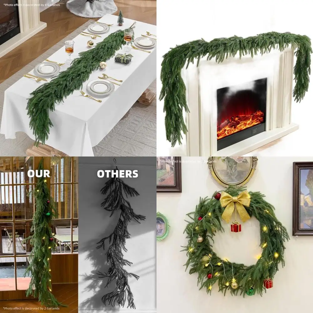 

6FT Realistic Norfolk Pine Garlands, Premium Indoor/Outdoor Christmas Decorations, Artificial Greenery for Home and Garden