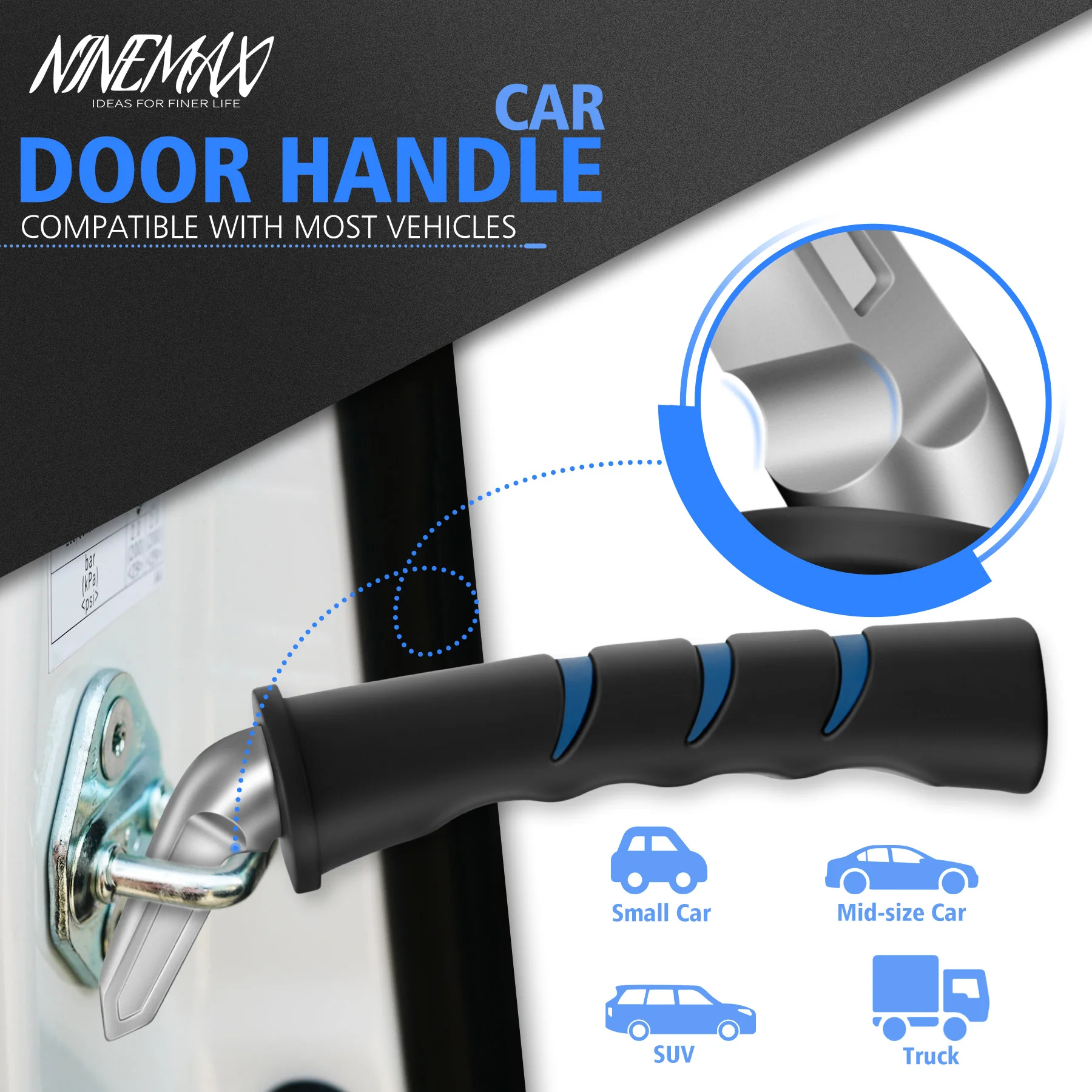 NINEMAX 2pcs Car Handle Assist for Elderly Car Door Handle Portable Vehicle Support Handle  window glass breaker door console