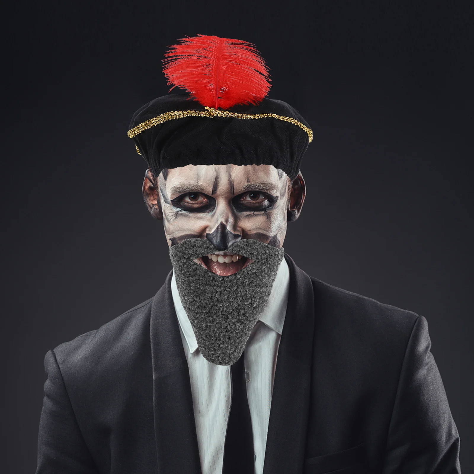 1 set Medieval Hat With Beard For Men Renaissance Costume Accessory Party Cosplay Prop Vintage Headgear Halloween Festival Wear