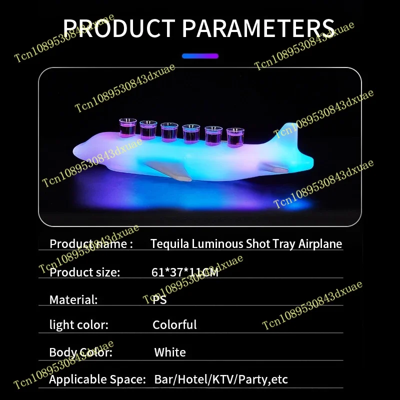 Custom Logo LED Glow Airplane Shaped Shot Glass Holder Whisky Tequila Display Stand for Bar Club Unique Cup Holder