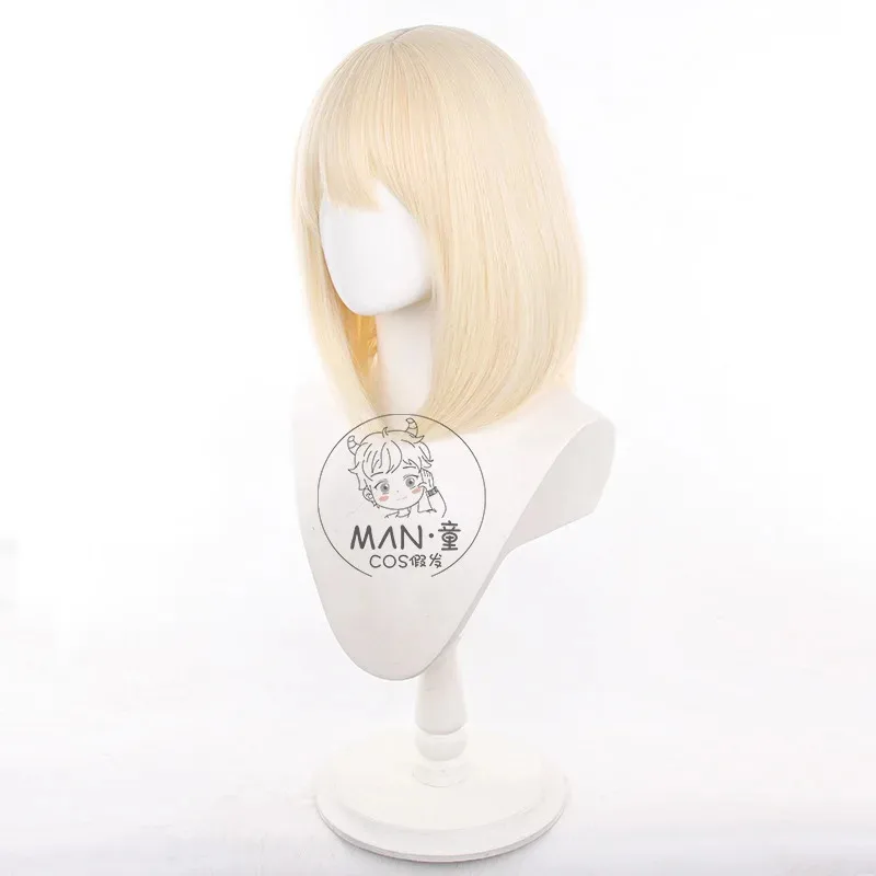 BanG Dream 미스미 유이카 코스프레 가발 아베 무지카 돌로리스 어깨 길이 금발 보브 헤어 블랙 레이스 마스크 여성 소녀 파티 카니발