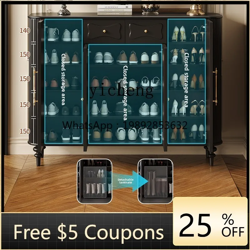 

GZ shoe cabinet large capacity solid wood large outdoor door locker integrated two-in-one door corridor cabinet