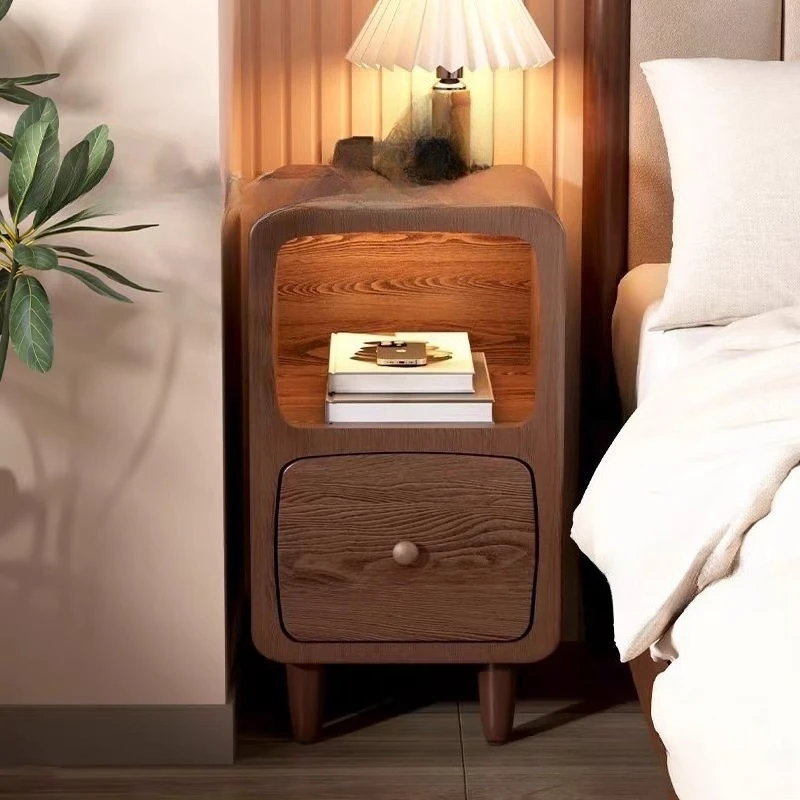 Spot wooden mini bedside table small bedroom bedside ultra narrow Nordic
