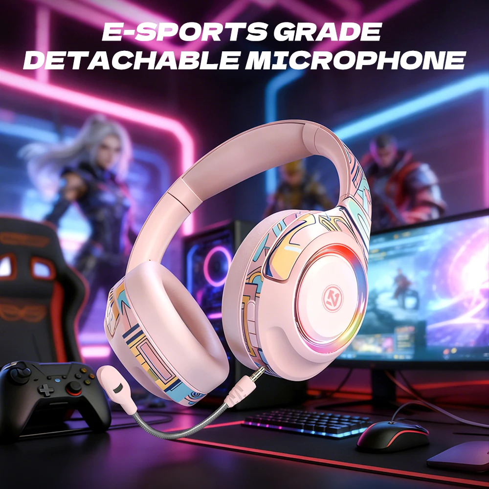 

HaaYot Wireless Headphones Bluetooth HiFi Stereo Noise-cancelling Gaming Headsets 3.5mm Jack Foldable Headphones with Microphone