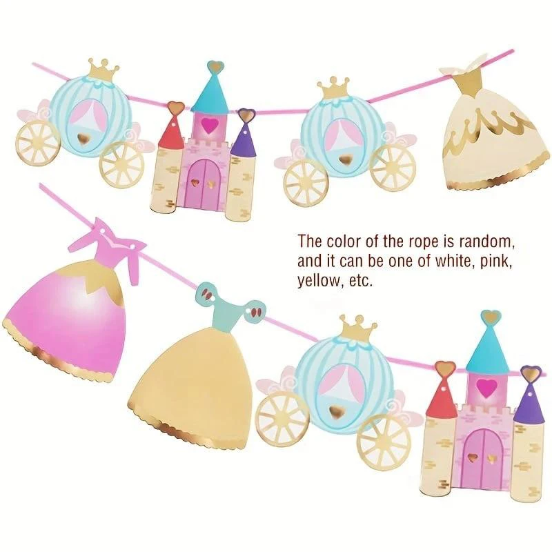 1 Set Schloss-Prinzessin-Banner - Ein Geburtstagsgeschenk geeignet für Mädchengeburtstage und als Partydekoration. – Detail 1