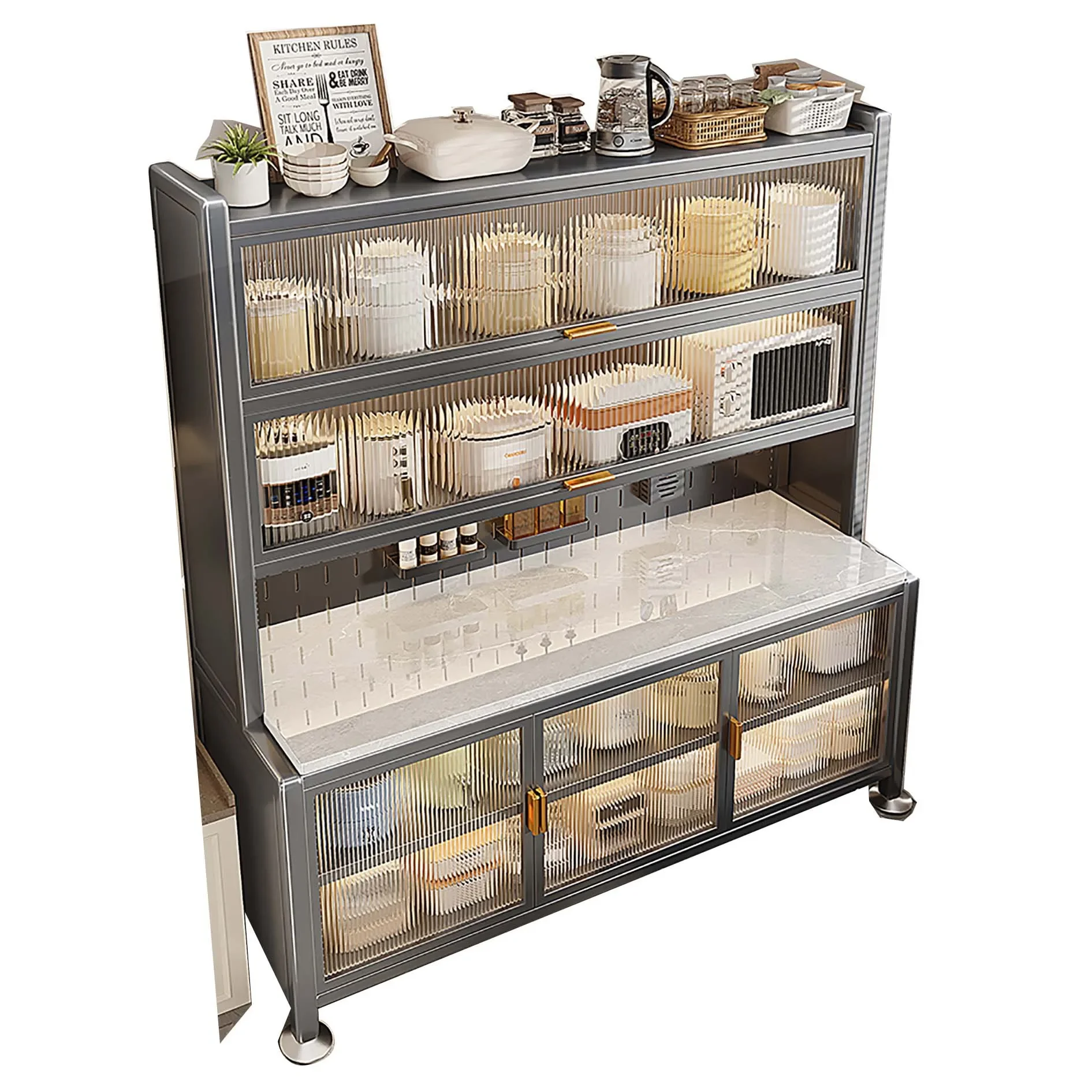 

Kitchen rack, rock slab side cabinet floor to ceiling, multi-layer wall cabinet integrated locker, dust cabinet storage rack