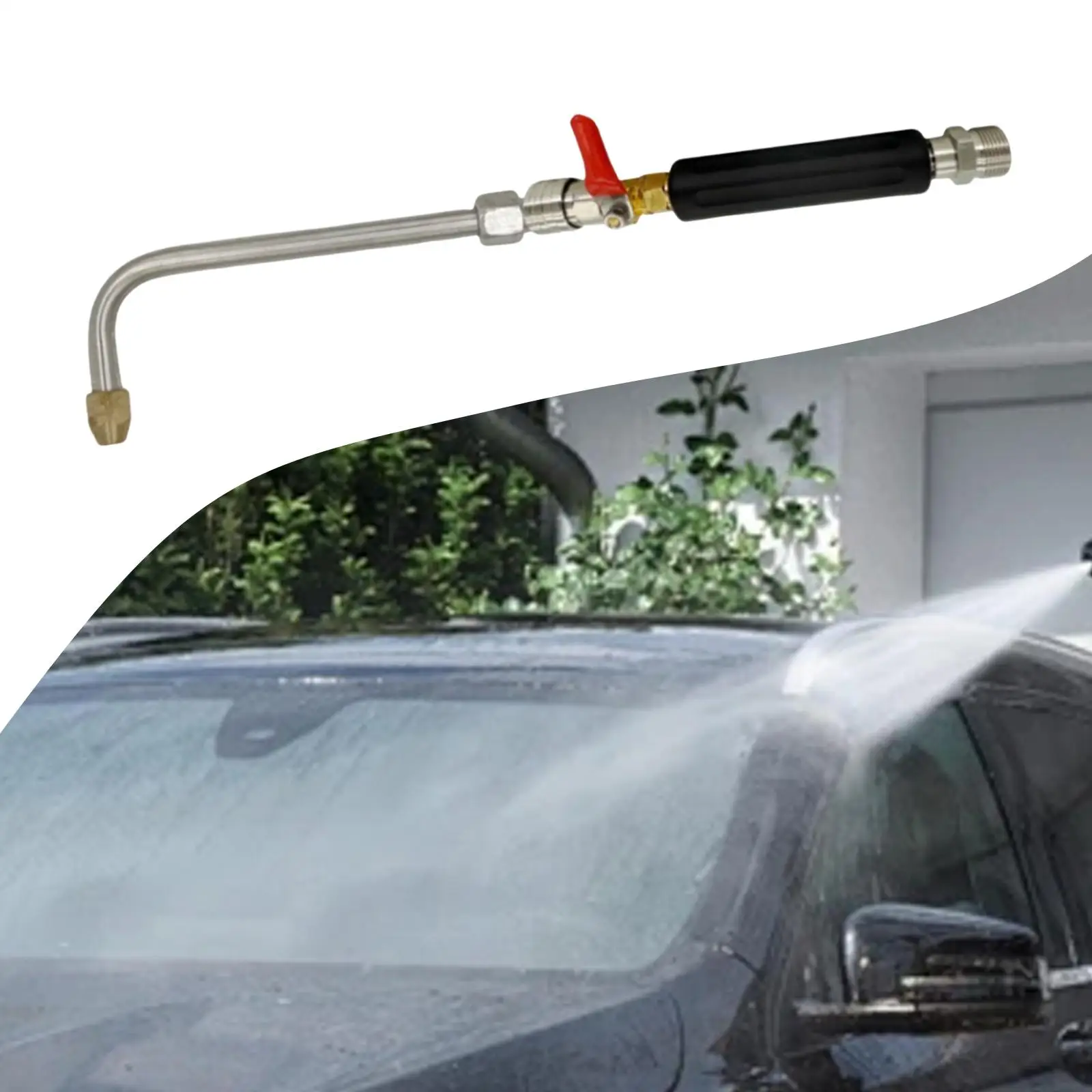 M22 Pressure Washer Valve Switch Curved Rod Adapter Stainless Steel Easy Install Hose Extension Wand for High Pressure Washers