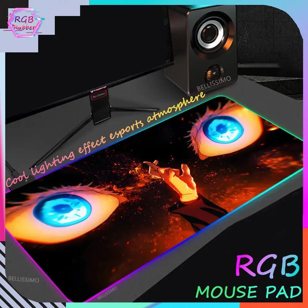 

Jujutsu Kaisen RGB LED Backlit Mouse Pad Anime Rubber Non-slip XXL MousePad Cool MousePads Large Game Accessory Keyboard Deskmat