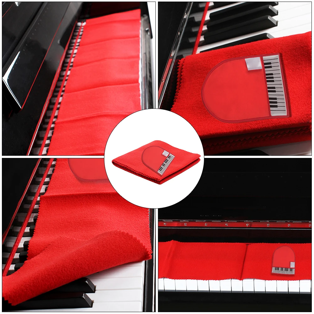 

2PCS Piano Cover Cloth for 88 Keys Red Keyboard Dust Proof Cleaning Accessories Fiber Gloves High Grade Water Absorption Strong