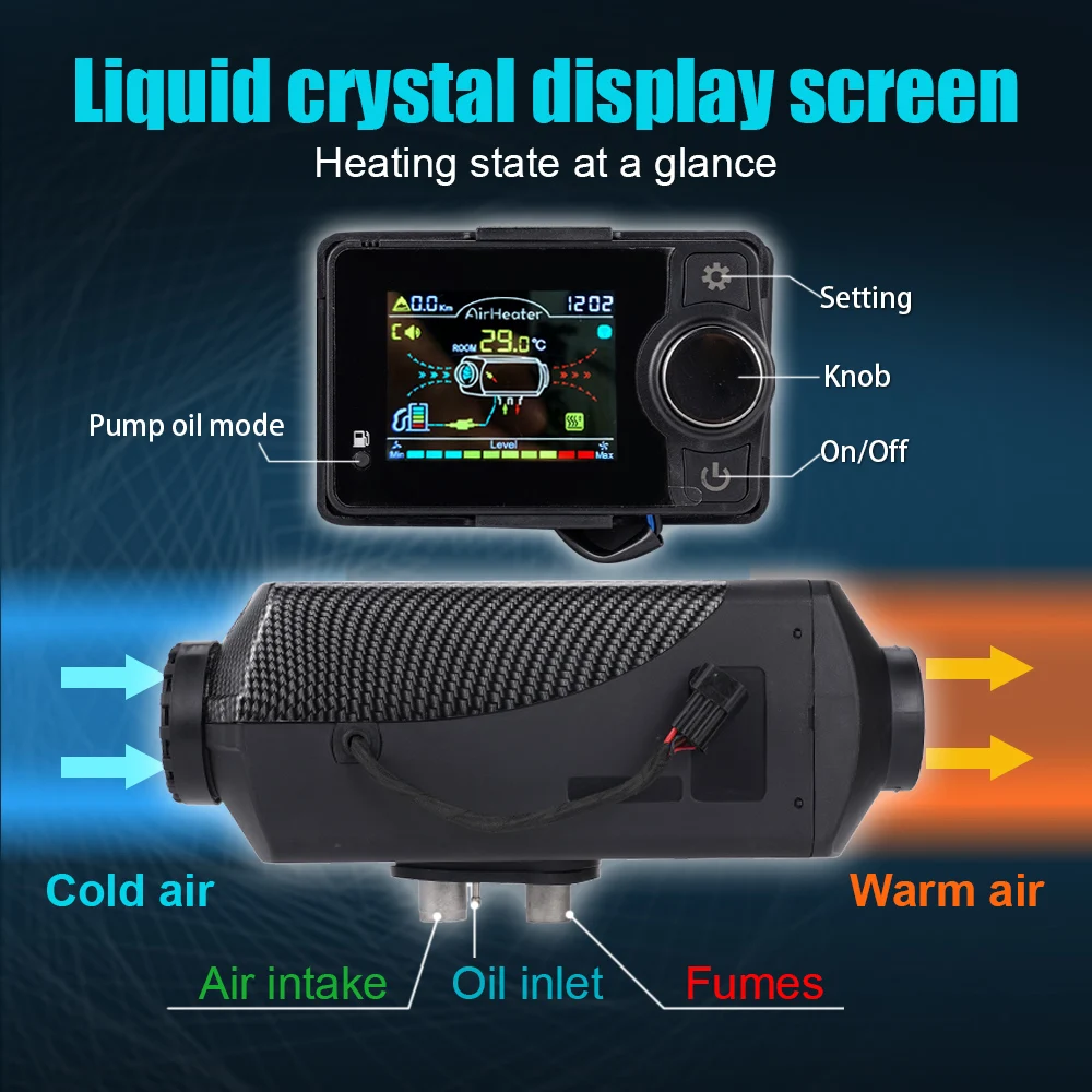 2/5/8KW Dieselverwarmer Bluetooth-app en afstandsbediening met automatische hoogteverstelling 12V & 24V luchtverwarmer voor RV Trailer Camper