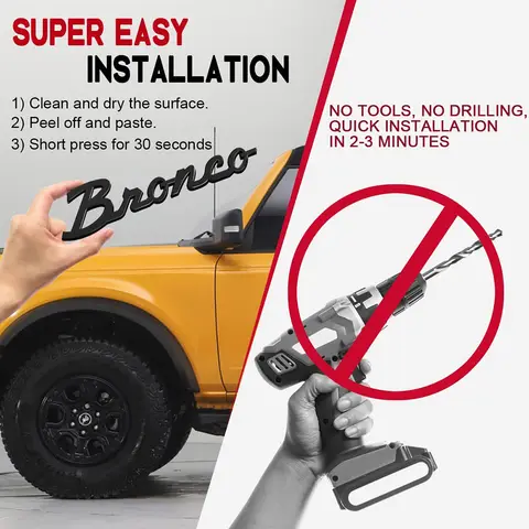 Skärmskyddsemblem, dekalemblem för Bronco 2021-2023 lastbilsbokstäver, 3D-bokstäver förinställda med 3-M tejptillbehör 8 best sales klistermärken för lastbilar - №2