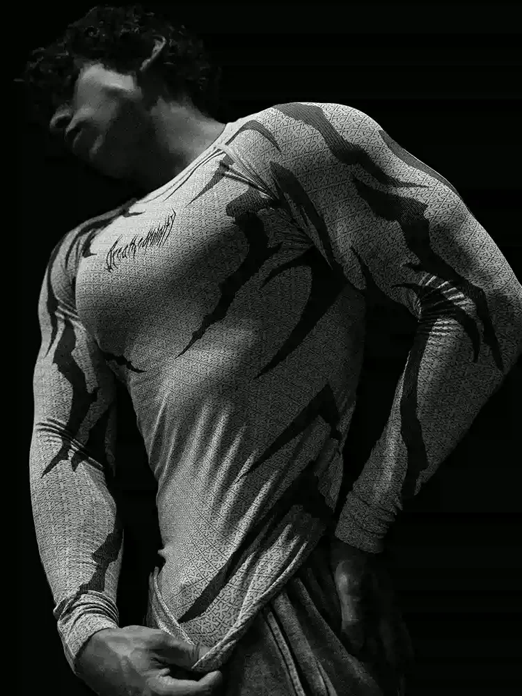 2026 Men American Tight High Stretch Long Sleeve T Shirt Muscle Fitness Sports Gym Training Athletic Top Long Sleeve Fitness