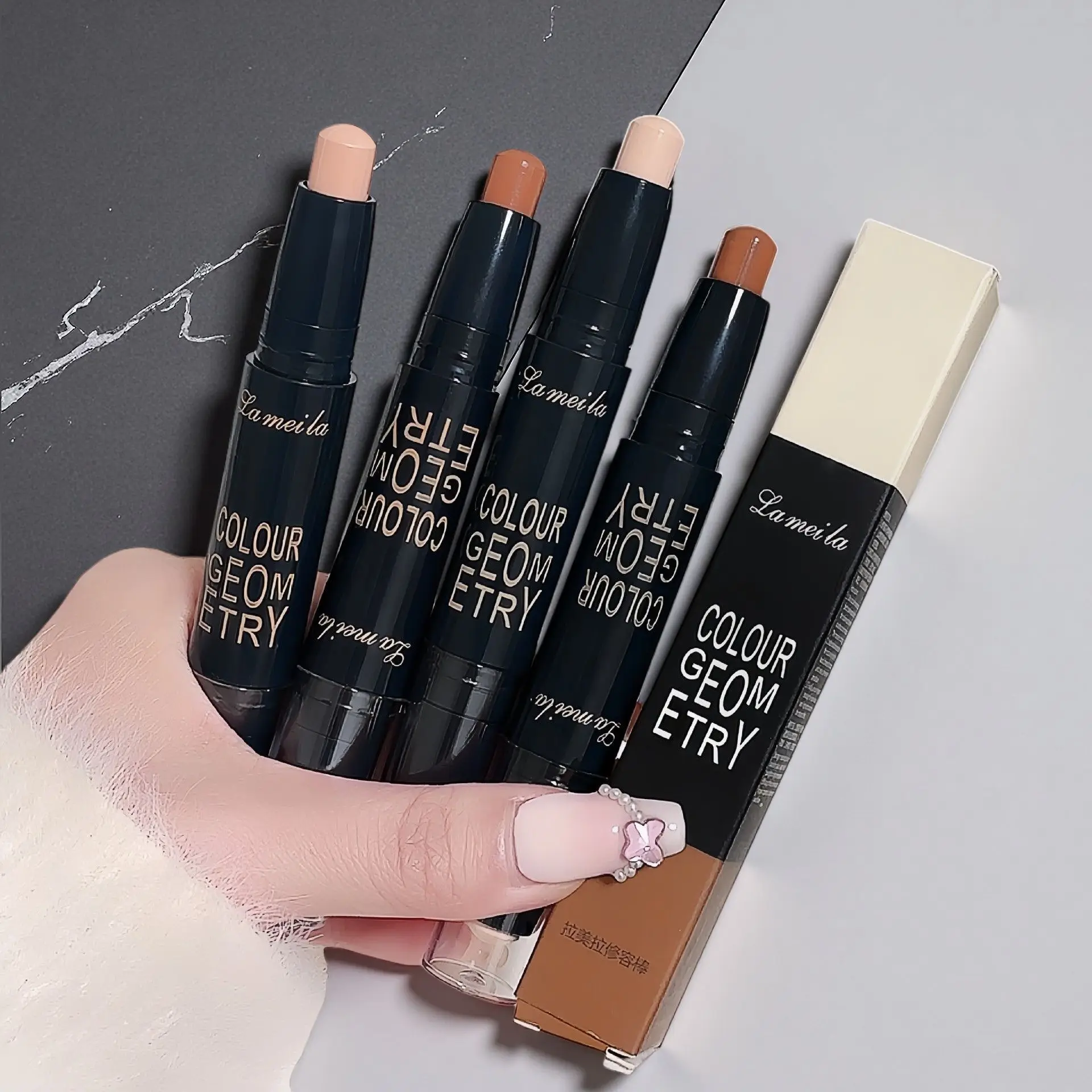 @Bastoncino contorno a doppia estremità per scolpire il viso naturale, facile miscelazione, ragazza pigra, deve avere un trucco essenziale