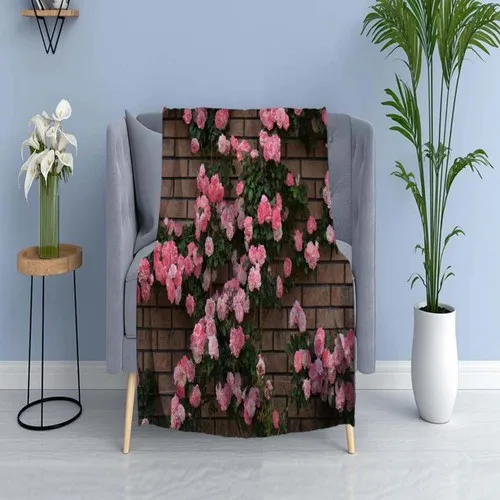 Else Carpet Else Pink Vine Roses Wellsoft Patterned 3D Tv Blankets