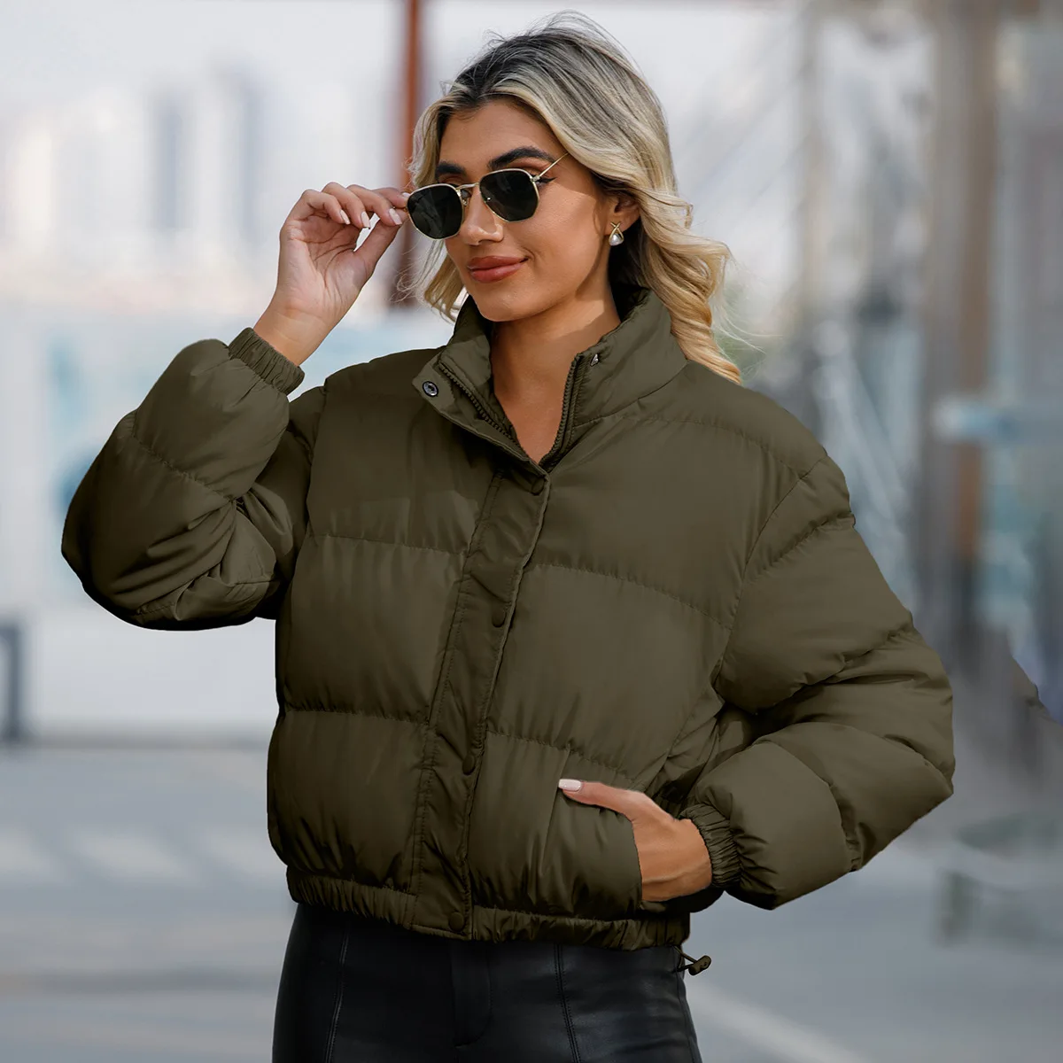 Autumn and winter Women\'s Clothing short-style Quilted Coats long-sleeved high-necked warm coat loose casual cotton coat Jackets