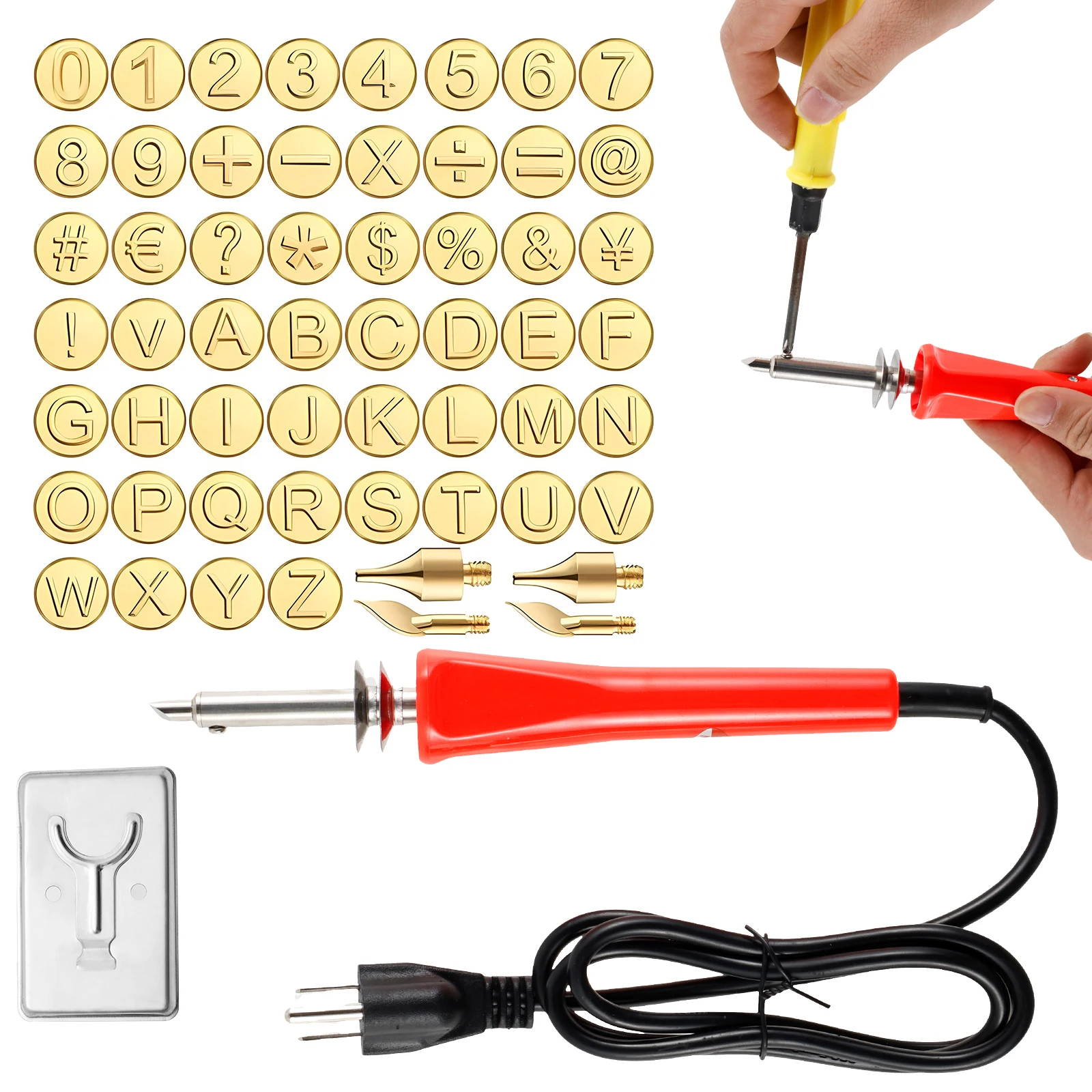 

Wood Burning Tip Set Uppercase Alphabet Number Symbol Soldering Iron Stencils DIY Embossing Carving Head Tool for Wood Leather