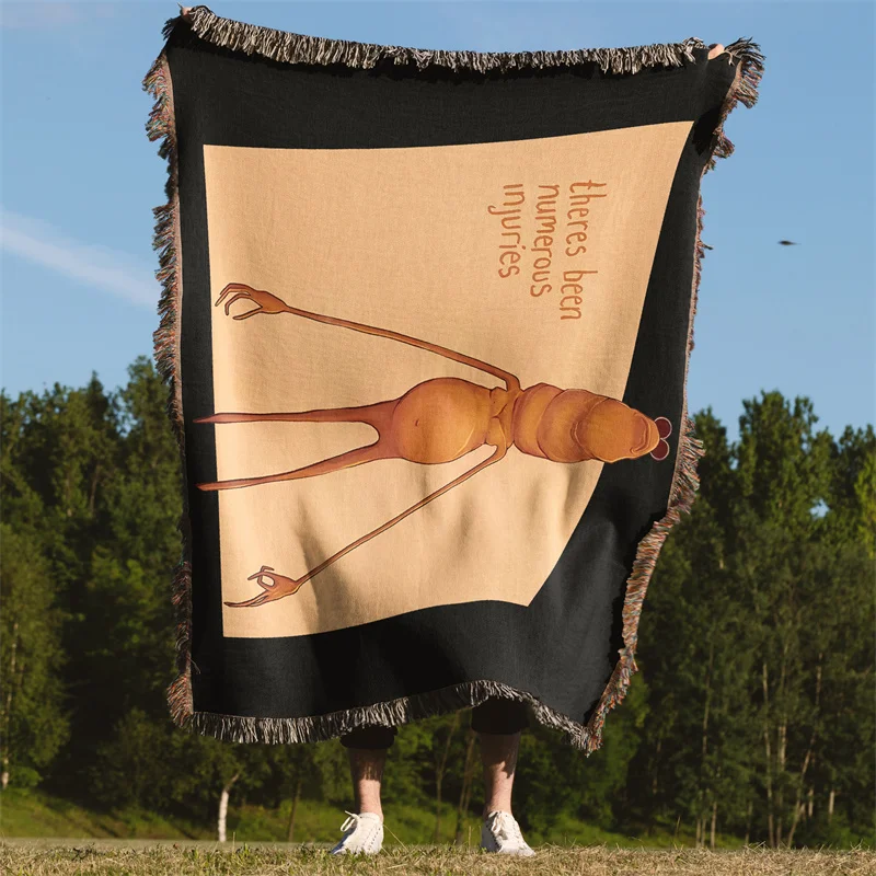 Aertemisi Marcus the Worm Funny Meme There's Been Numerous Injuries Jacquard Fringed Woven Throw Blanket